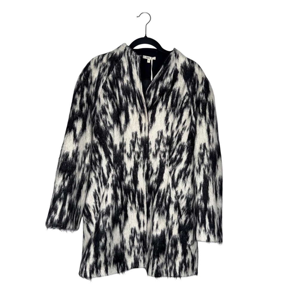 Santorelli Abstract Ikat Coat Women 48 IT US 12 Black White NWT Made in Italy
